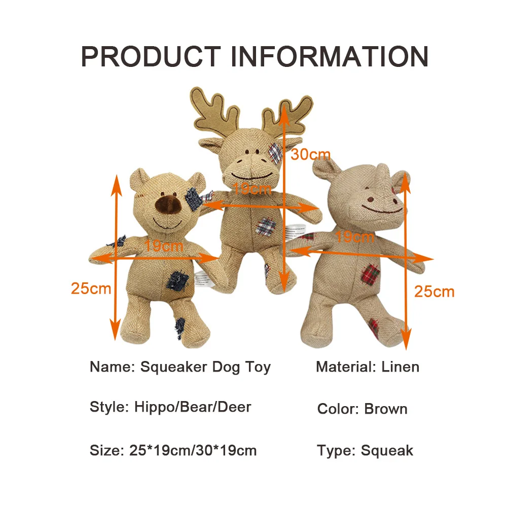 

Funny Deer Squeak Toy For Large Dogs Pet Cute Animal Shape Interactive Toys Dog Durable Non-toxic Chew Toy Puppy Teeth Cleaning