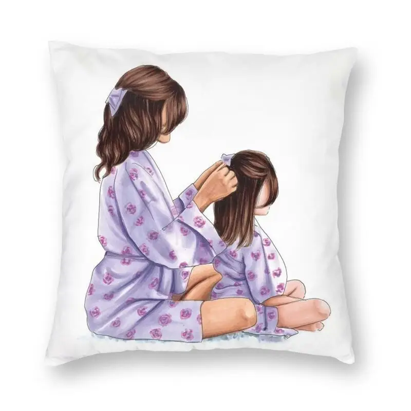 

Vogue Super Mom And Baby Square Throw Pillow Cover Home Decor Print Cartoon Family Mother Love Cushion Cover for Living Room
