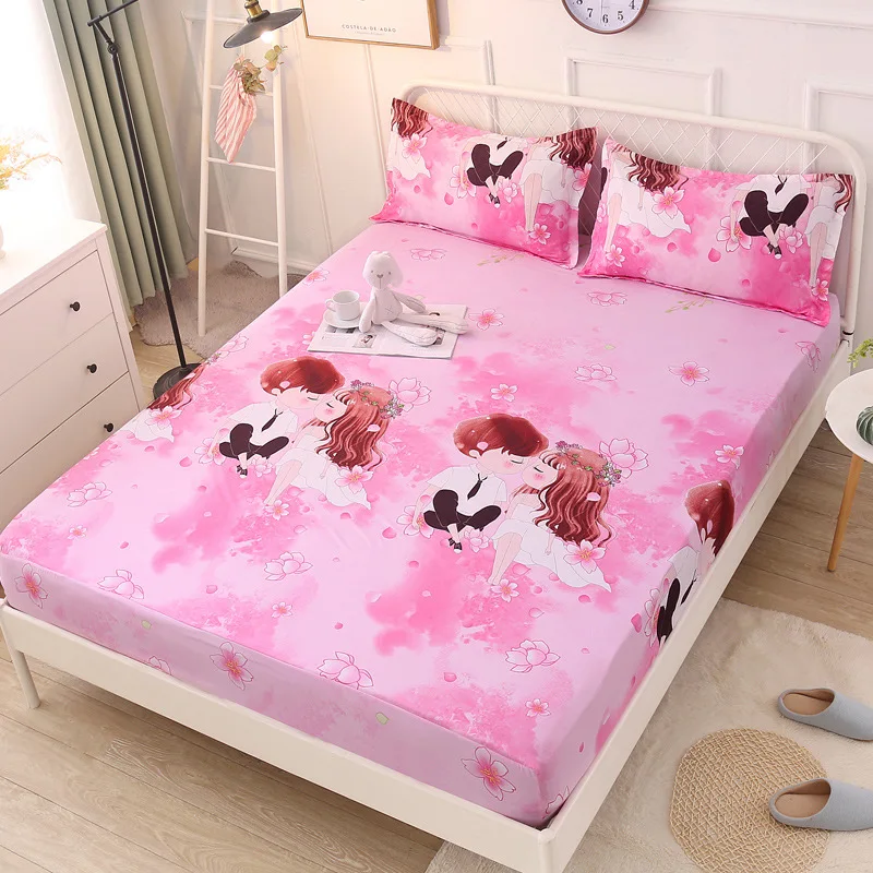 Простыня с мультяшным принтом эластичная резиновая постельное белье из 100%