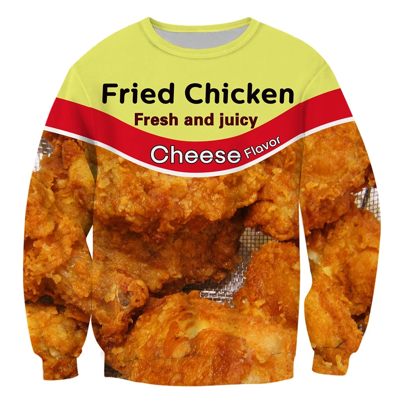 

Забавная Мужская толстовка Cloudstyle с принтом жареной курицы, мужская толстовка с 3D принтом, осенняя уличная одежда из полиэстера, пуловер с дл...