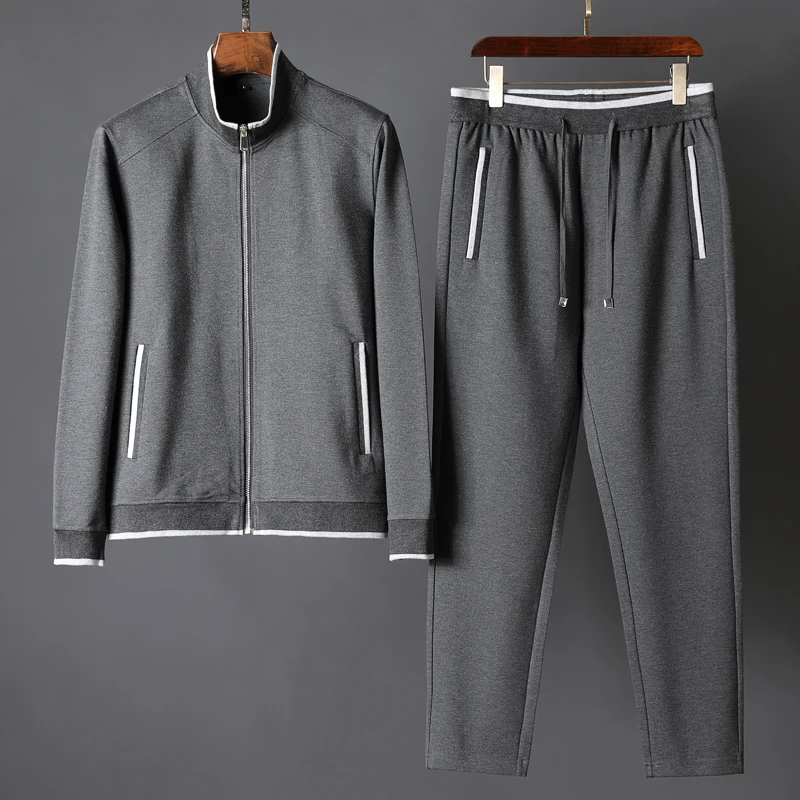 (Толстовка + брюки) мужские наборы роскошный стоячий воротник на молнии Свитшот