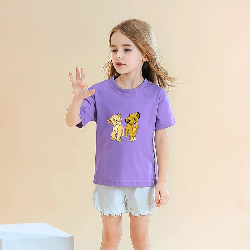 Футболка с героями мультфильмов Король Лев Новая летняя модная футболка для