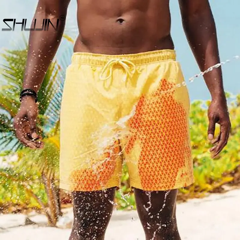 

Men Color Changing Shorts Men's Beach Swim Shorts Men Pants Male Briefs Bathing Shorts Comfortable Breathble Swimming Shorts