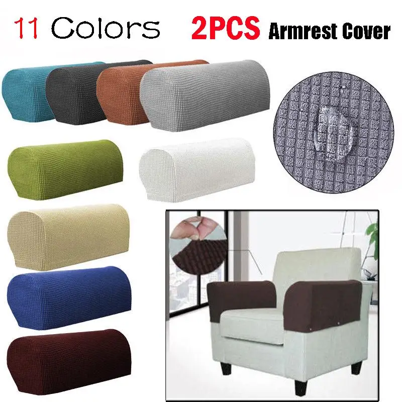 

2Pcs Universal Sofa Armrest Cover For Living Room Stretch Elastic Armrest Protector Removable Solid Color Sofa Cushion Cover