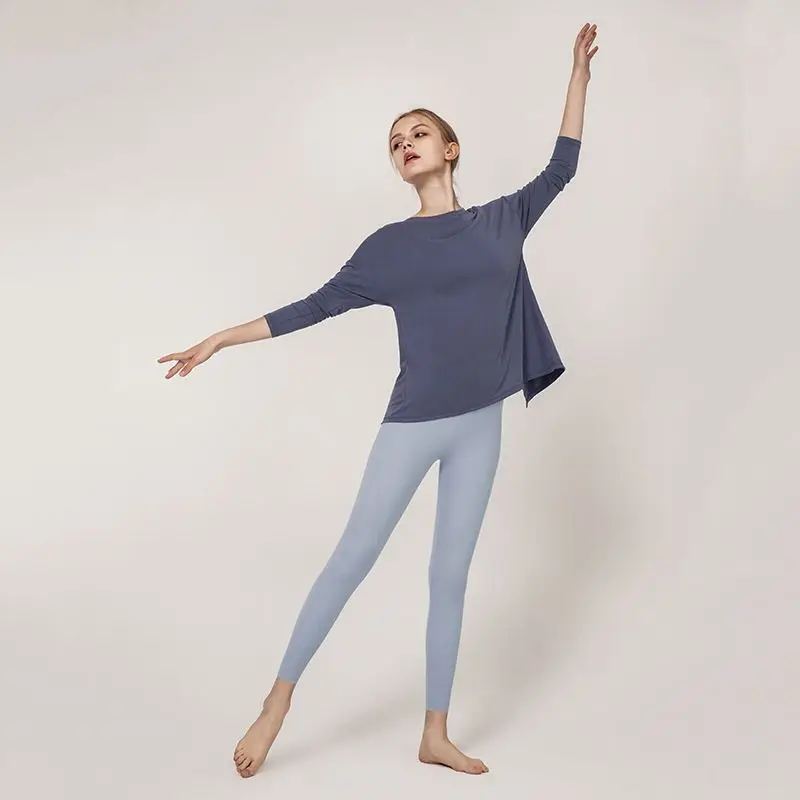 

Woman Sports Top Long-Sleeved T-Shirt Modal Elastic Quick-Drying Loose Soft Yoga Wear Autumn Winter Running Fitness Gym Clothing