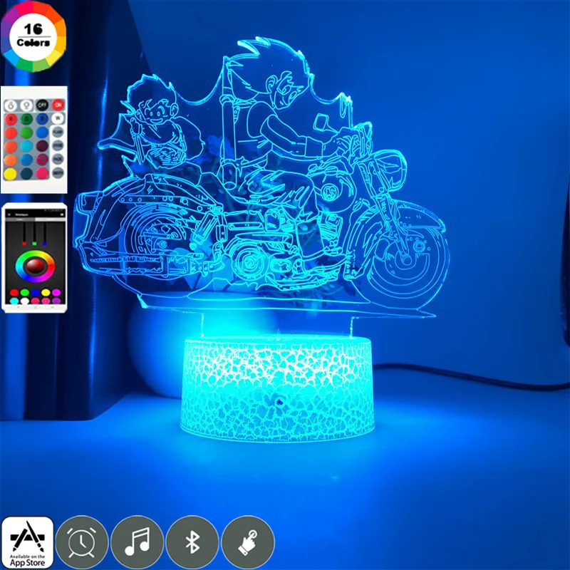 Cool 3D Lamp Dragon Ball Z Super Ride Motorcycle Sun Goku Figuras Anime LED Night Light for Child Room Decor Lampara Manga Gifts