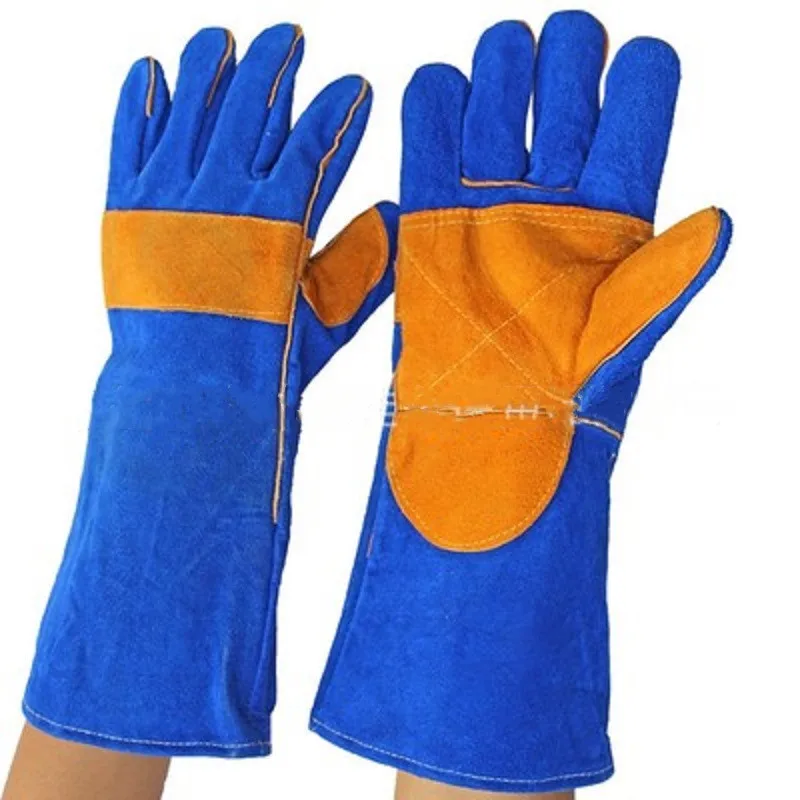 13-16 Inches Leather Forge Welding Gloves Heat Fire Resistant Grill Fireplace Furnace Stove Pot Holder Tig Welder Mig BBQ Gloves
