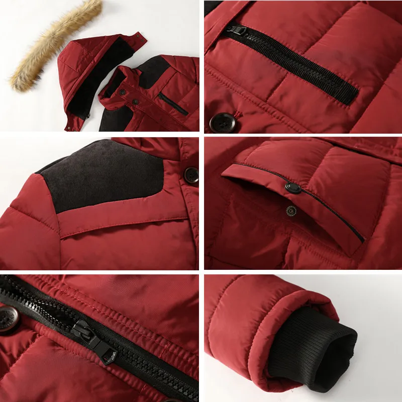 Men Winter Parka Jacket 2021 New Thick Warm Fleece Hooded Man's Cotton Outwear Coat Casual Windproof Fake Fur Collar Overcoat