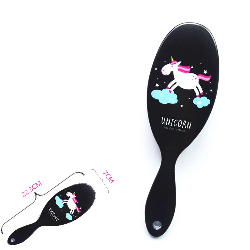 

4 Color Cute Unicorn Animal Anti-static Hair Brush Massage Comb Shower Wet Detangle Hair Brush Salon Hair Styling Tools