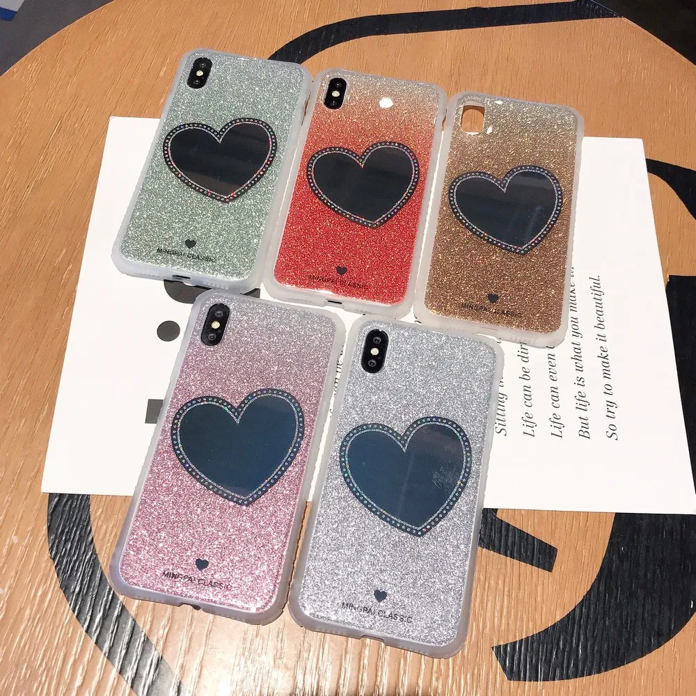 

Glitter mirror phone case for iPhone 11 Pro X XS Max XR 7 8 Plus SE 2020TPU love mirror phone back cover hot recommendation