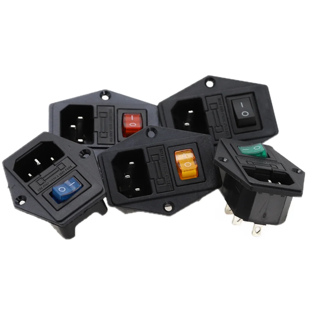 1 шт. AC-01A клавишный выключатель питания IEC 3 Pin 320 C14 Входной переключатель розетки