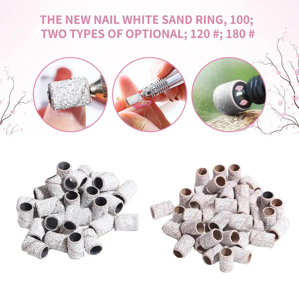 

200x Nail Art Drill Sanding Band Machine Replacement Bit 120# 180# Woman Makeup Frosted Ring Nail Art Sanding Bands