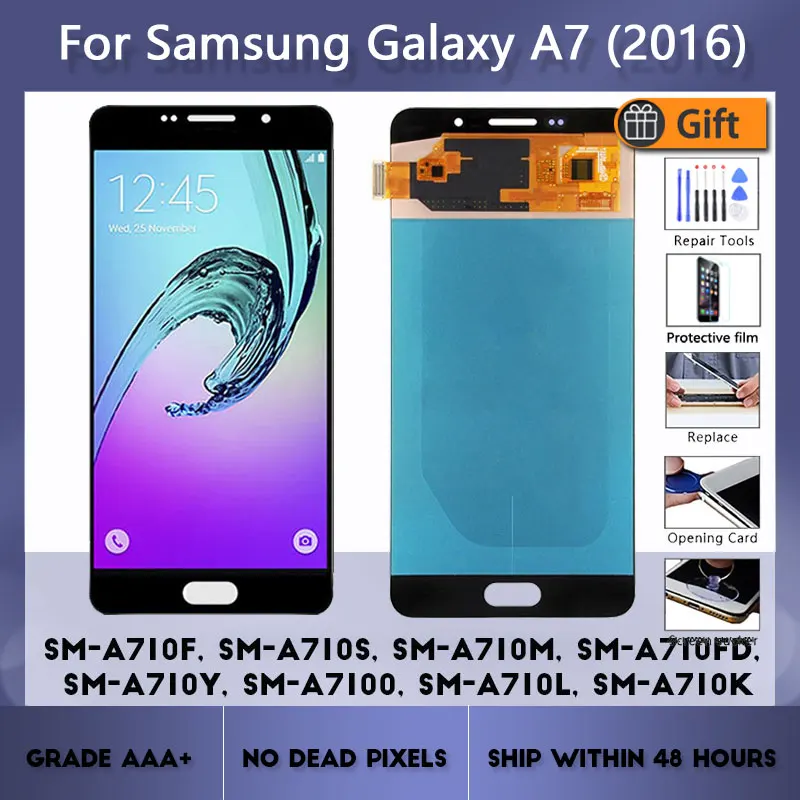 Super AMOLED A710F ЖК-дисплей для Samsung Galaxy A7 2016 LCD A710FD A7100 дисплей с рамкой сенсорный экран