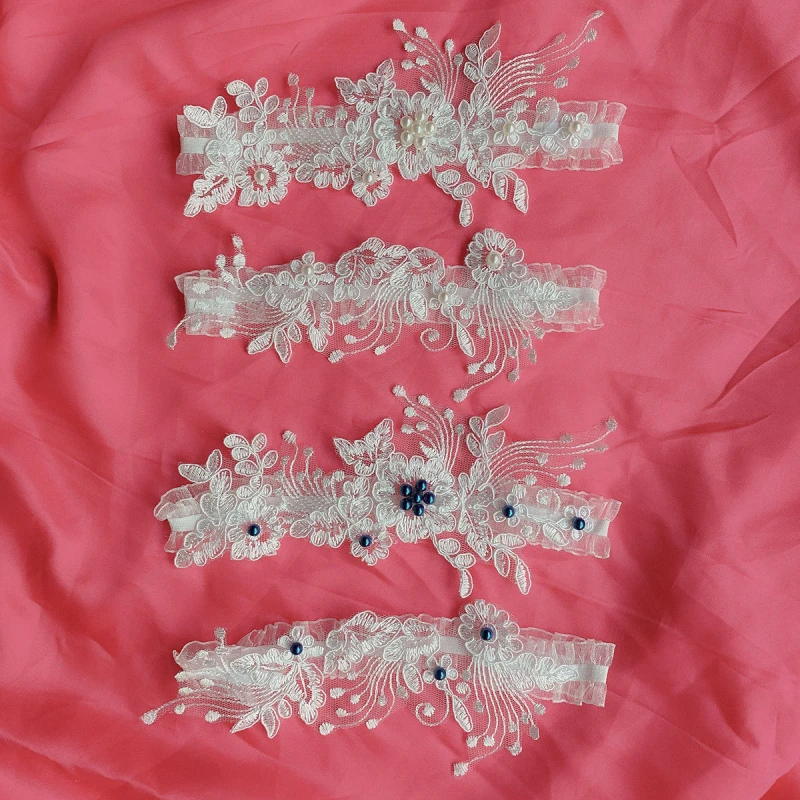 

2Pcs Wedding Garter Lace Beads Embroidery Flower Sexy Garters Women/Female/Bride Thigh Ring Bridal Lace Leg Ring Loop