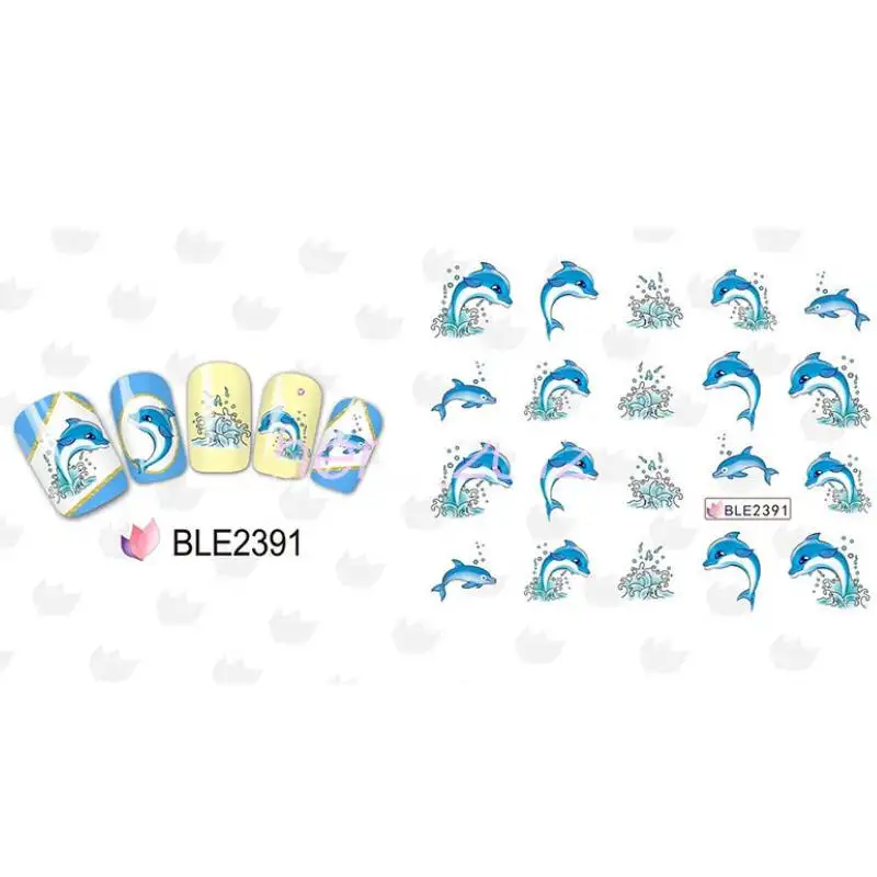 Nail Art Water Transfer Sticker Cute Dolphin Nail DIY Sticker for Beauty Manicure Supply Tool Nail Decoration
