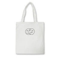 minimalist cartoon print black and white fashion large capacity canvas tote bag fabric reusable shopping bag women beach