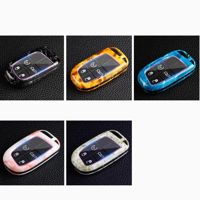 Мраморный чехол для автомобильного ключа из АБС пластика Fiat 500x500 500E Egea Croma Panda Freemont