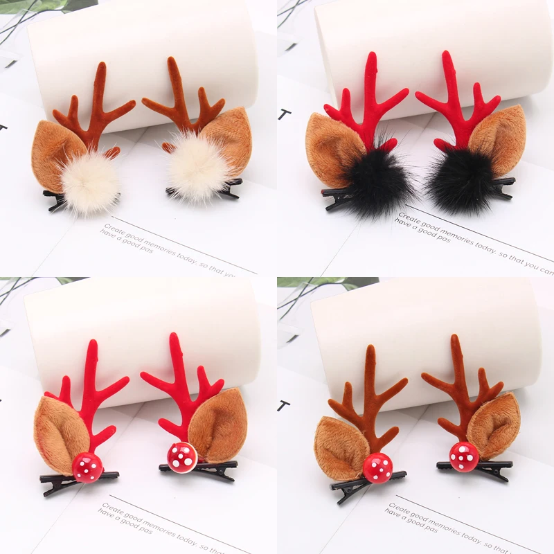 2 шт./лот милые оленьи рога для волос заколки девочек очаровательные меховые