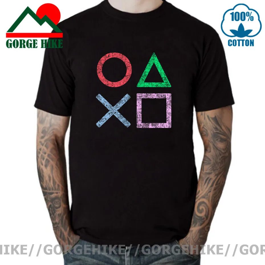 

Футболка мужская с логотипом PS, винтажная тенниска из хлопка с коротким рукавом для геймеров и игровых приставок на Xbox, PS1, PS2, PS3, PS4, PS5