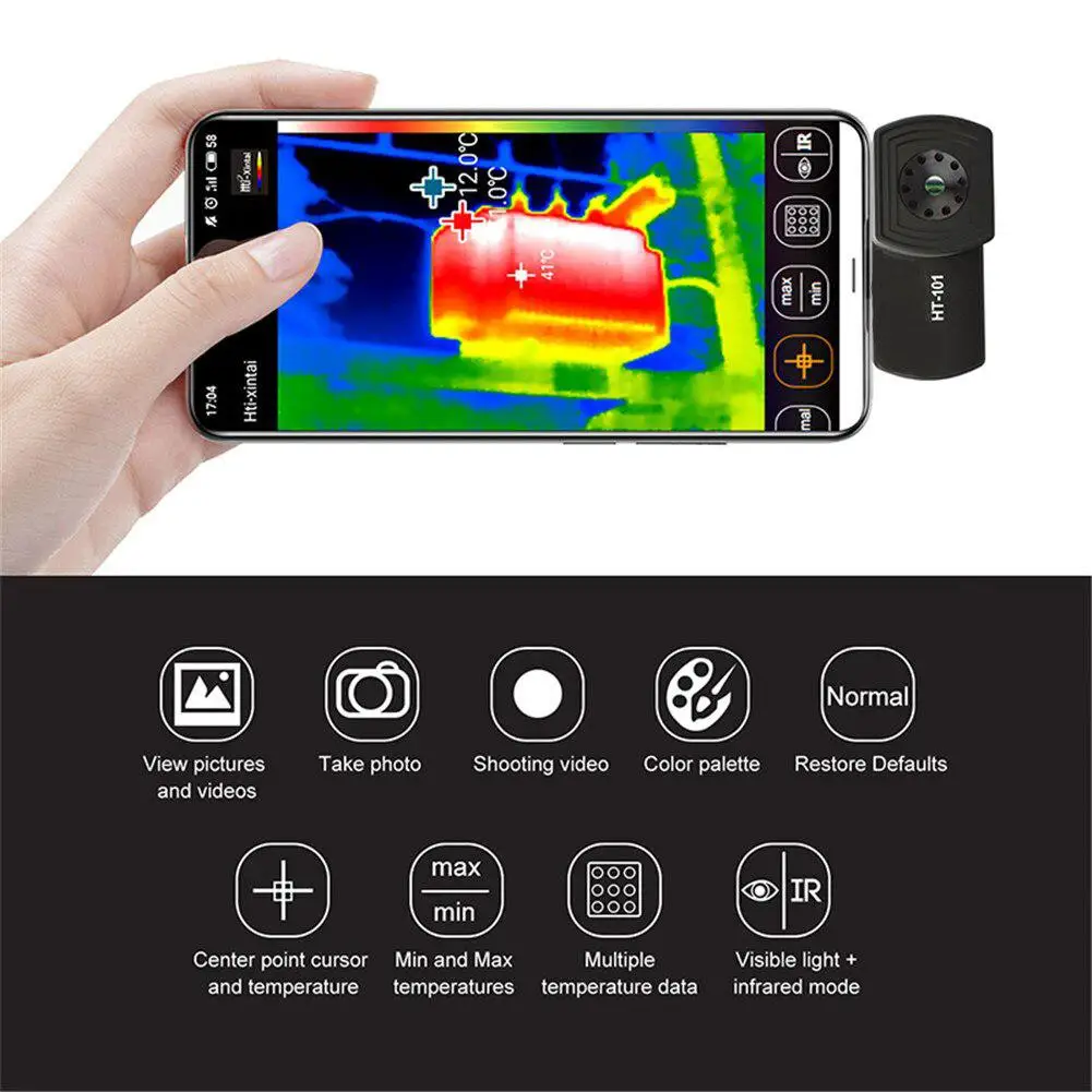 HT-101 Mobile Phone Thermal Image Camera Support Test Thermometer Temperature For Type-C Android | Мобильные телефоны и