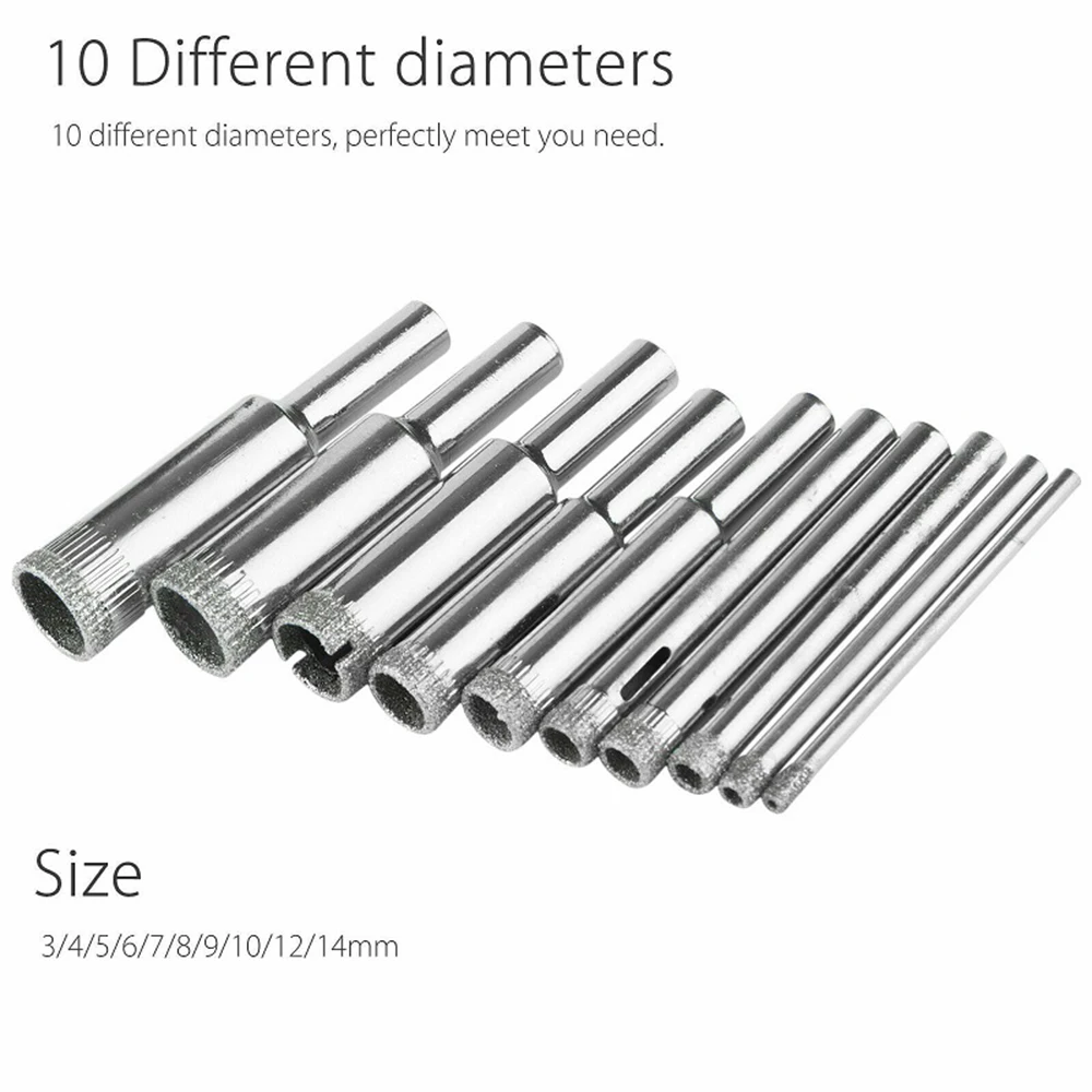 10 шт./компл. 3 14 мм алмазные сверла отверстие пилы резак стекло керамическая