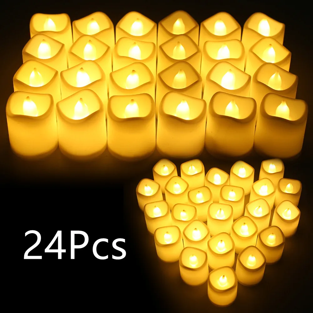 

24Pcs Flameless LED Tea Lights Electric Flickering Tealight Candle Battery Operated Warm White Candles for Holiday Wedding Party