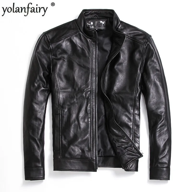 

Mens Leather Jacket 2020 Real Genuine Leather Jacket Men Sheepskin Coat Spring Autumn Plus Size Leather Coats L-C-2 KJ4145