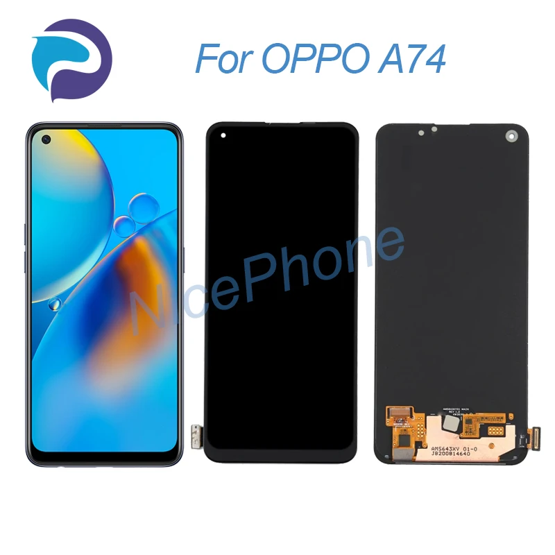 Для OPPO A74 LCD дисплей кодирующий преобразователь сенсорного экрана в сборе Замена 6,43 