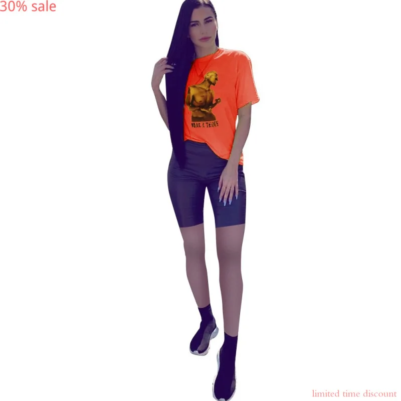 Женский комплект из 2 предметов размера плюс с шортами 2020 Модный летний