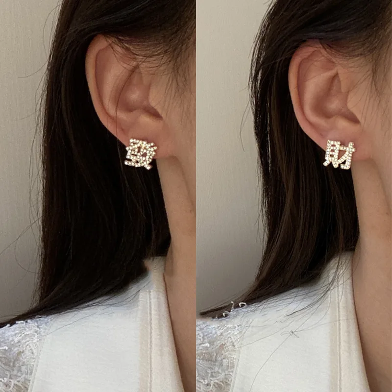 

GorGor Clip Earrings Women Originality Statement Minimalist Chinese Characters To Make A Fortune Creative Exquisite Jewelry A028