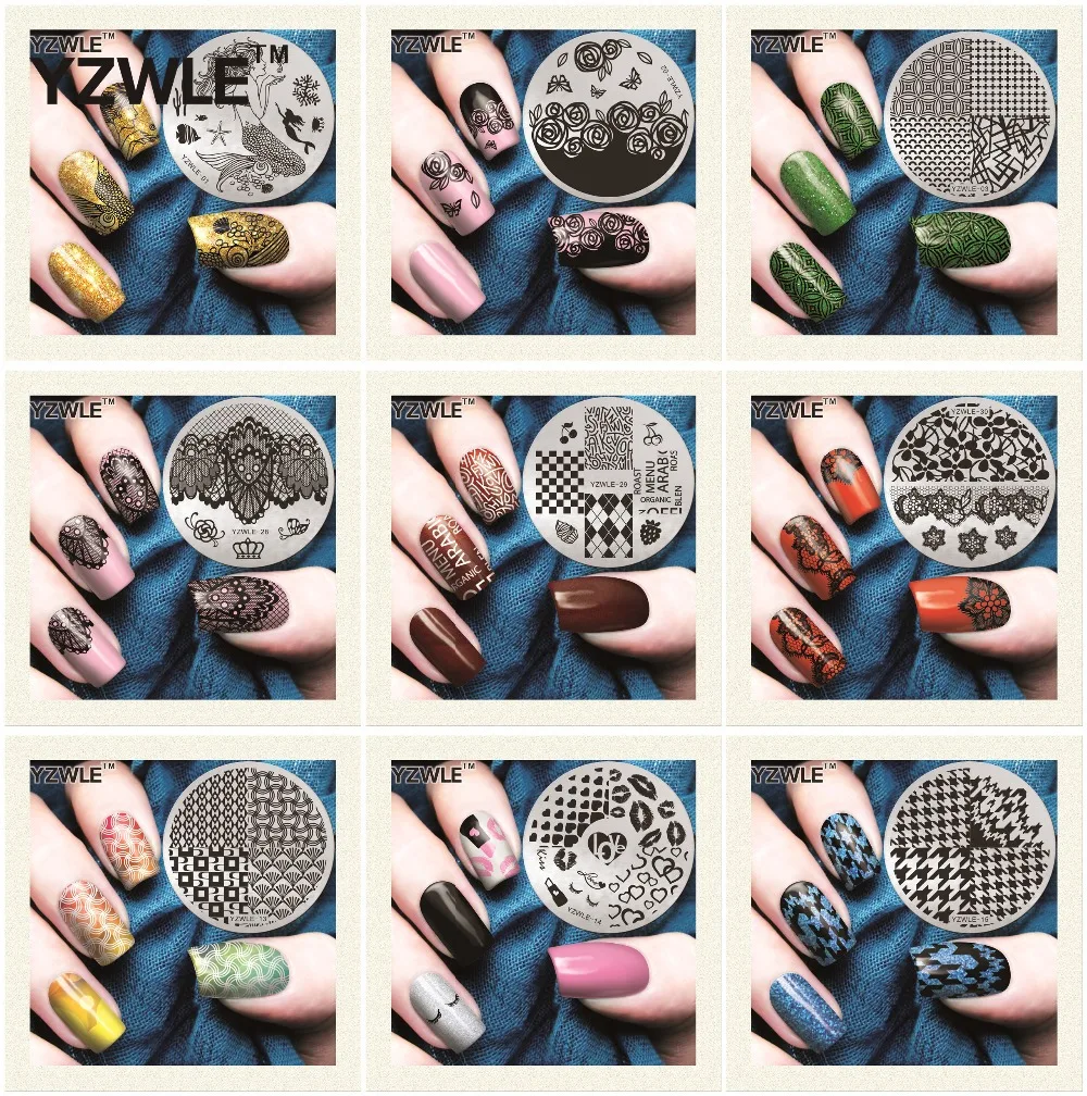 Пластина с изображениями для нейл арта 5 6 см Нержавеющая сталь шаблон ногтей