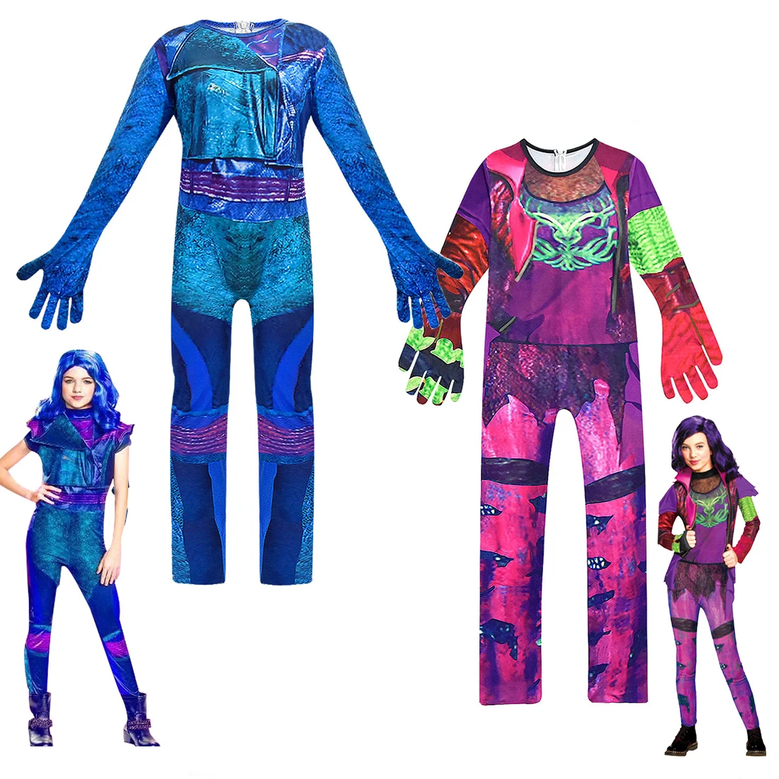 

Halloween Costume for Girls Fashion Descendants 3 Cosplay Evie Carnival Clothing for Kids Dress Up Kids Funny Costume Jumpsuits