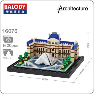 Louvre Museum Balody архитектура Эйфелева башня белый дом Биг Бен Лувр алмаз 3D Строительные маленькие блоки игрушка здание съезда без коробки - Цвет: Louvre Museum
