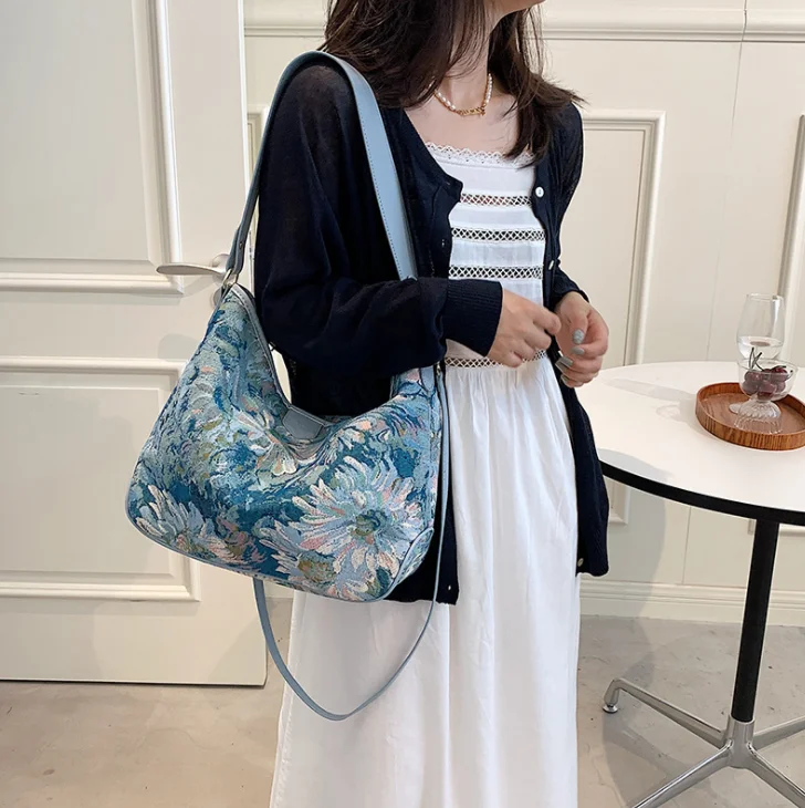 Large Capacity Women's Bag Single Shoulder Oil Painting 2021 New Fashion Summer | Багаж и сумки