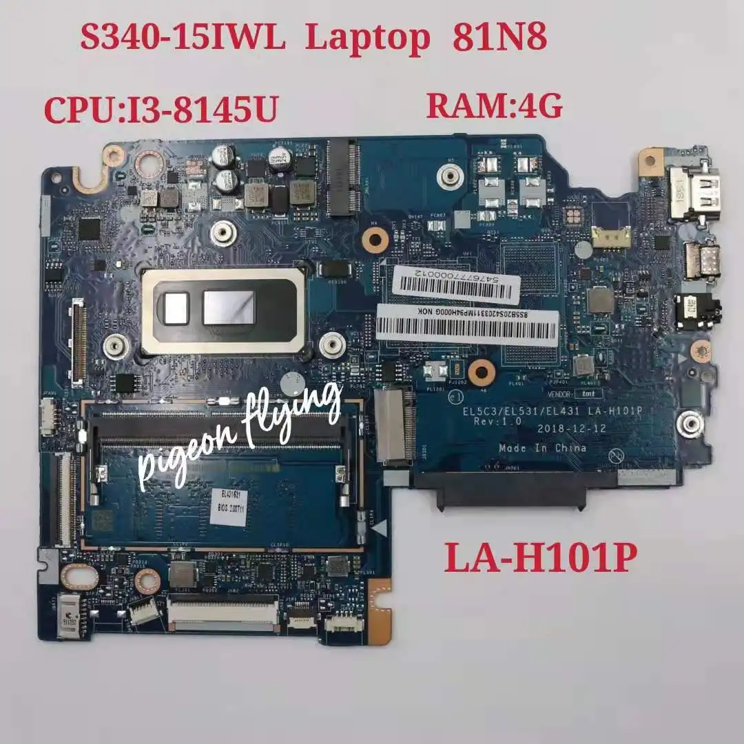 

Для Lenovo S340-15IWL Материнская плата ноутбука 81N8 процессор I3-8145U 4GB-RAM LA-H101P FRU 5B20S42033 100% проверка прошла успешно