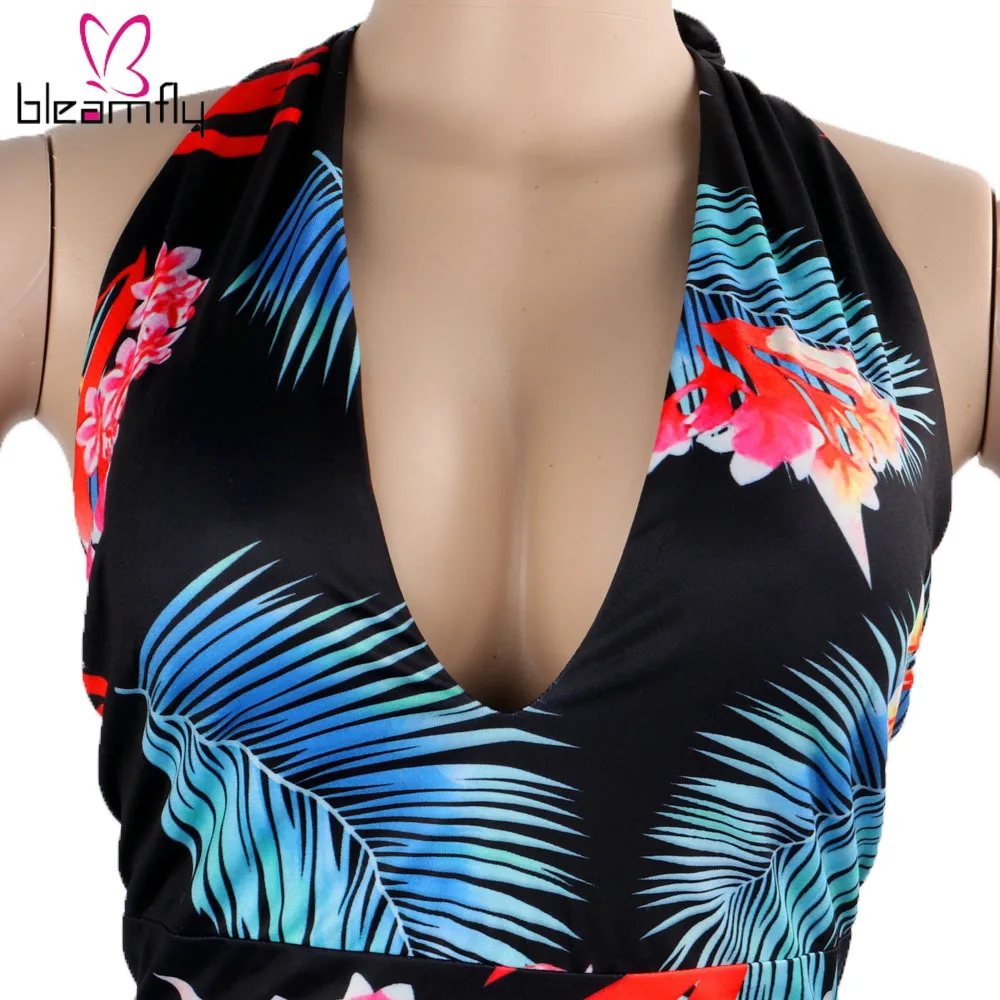 Sexy Short Playsuit Boho Printed Beach Jumpsuit Rompers Women Summer V-Neck Backless Body Mujer Elegant Vintage Overalls 2019 |