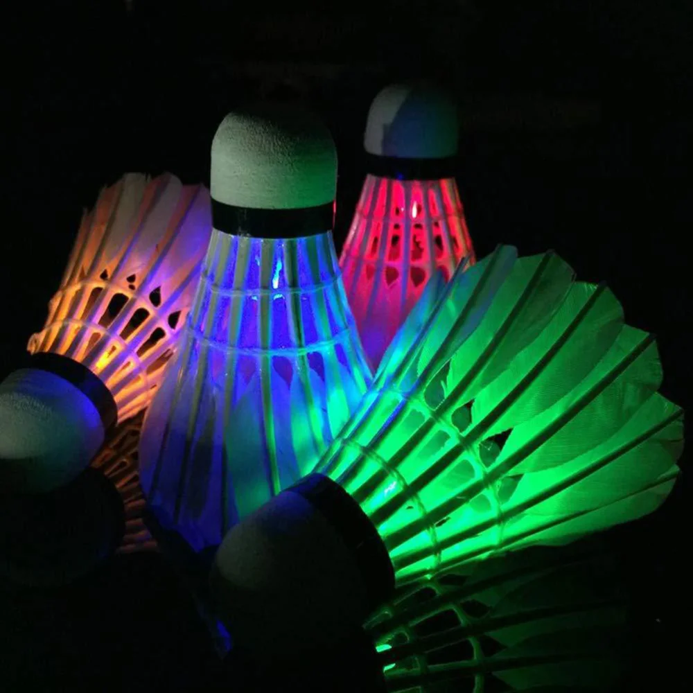 

4pcs Novelty Sports Dark Night LED Glowing Badminton Birdies Shuttlecocks