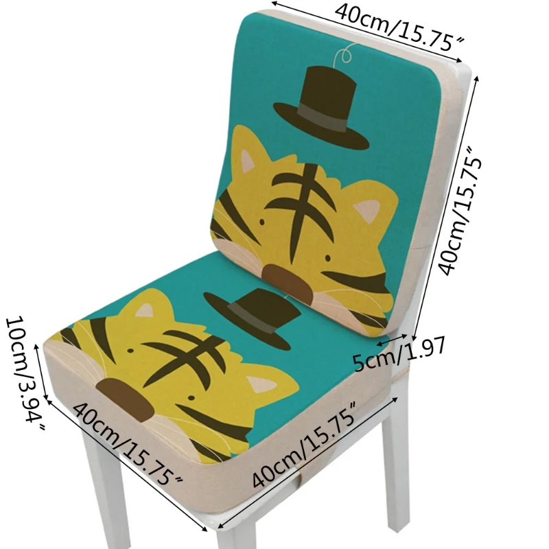 

2 Pcs/Set Anti-Skid Cartoon Animal Print Dining Children Cushion Increased Pad Adjustable Removable High Chair Booster Mat