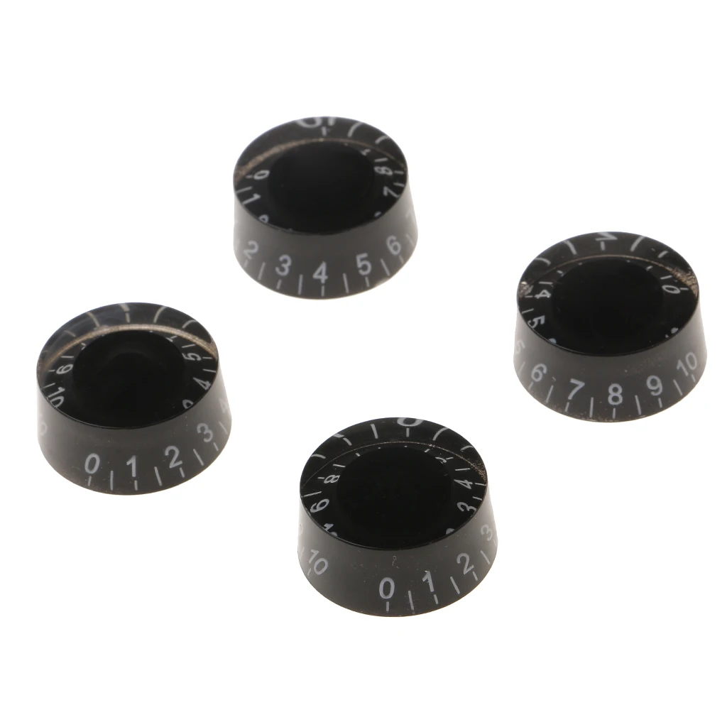 

6mm Black Plastic Control Knobs for Electric Guitar 4pcs