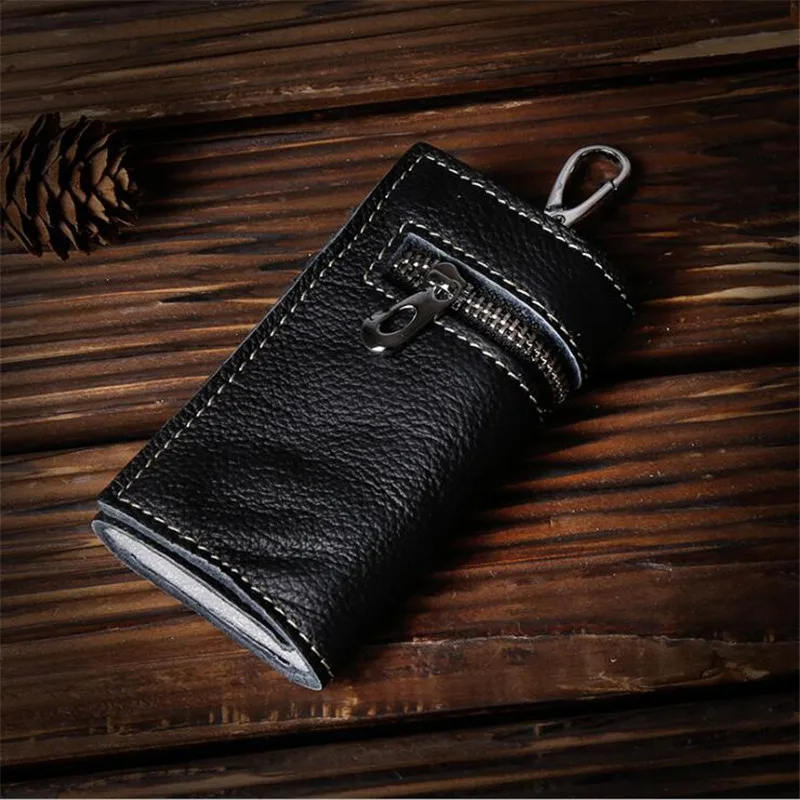 

Чехол для ключей мужская повседневная сумка верхний слой кожаный кошелек на молнии Женская кожаная поясная многофункциональная сумка для ...