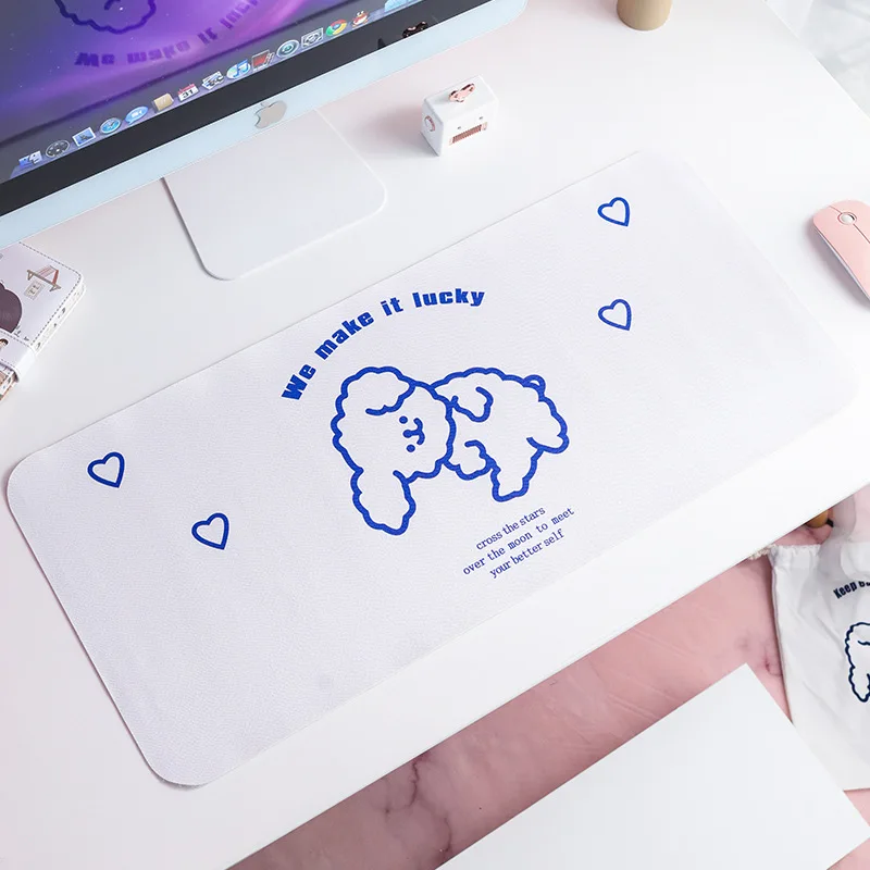 

W&G Cartoon Cute Computer Desk Mat PU Waterproof Student Kawaii Desk Mat Large Keyboard Mouse Pad Desk Pad Placemat