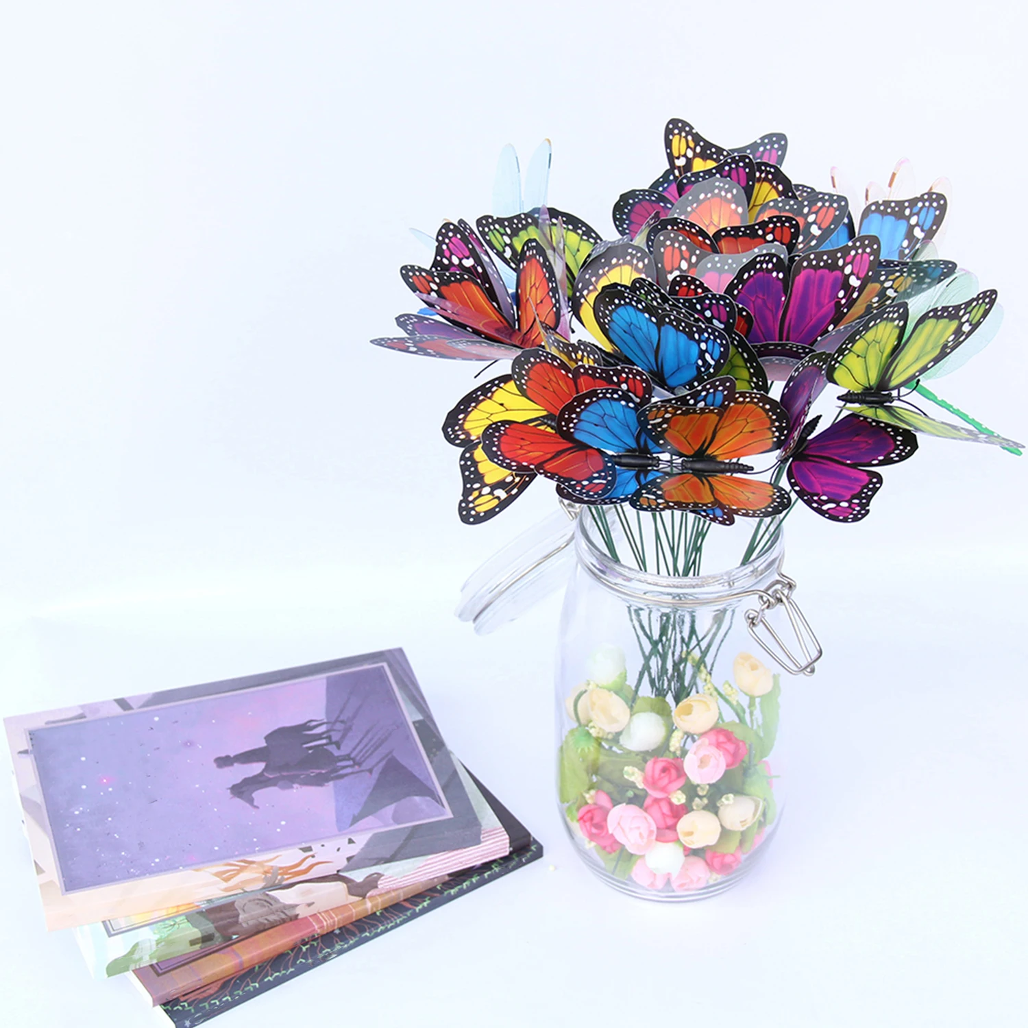 24 шт бабочки садовый ярд плантатор красочные причудливые колыбели украшения