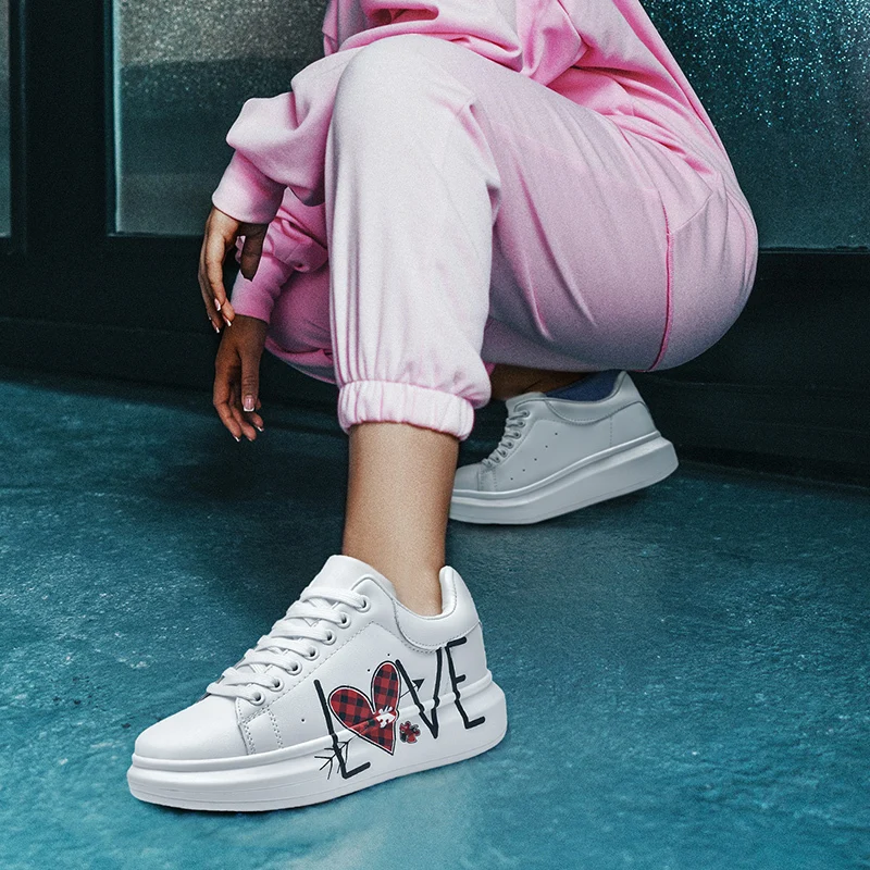 

Spring Autumn Fashion Women Shoes High-quality PU Upper Casual Chunky Women Shoes Comfortable Breathable Lightweight White Shoes