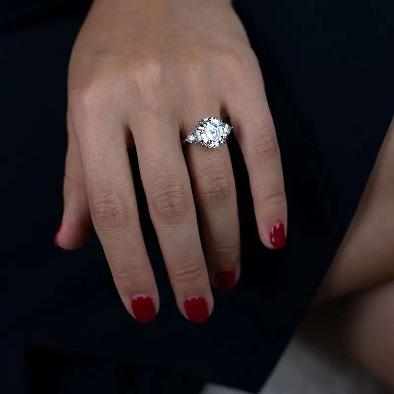 

Jazaz Fine 100% 925 Sterling Silver Wedding Rings Women Anniversary Luxury Spark High Carbon Diamond Engagement Party Gift B0653