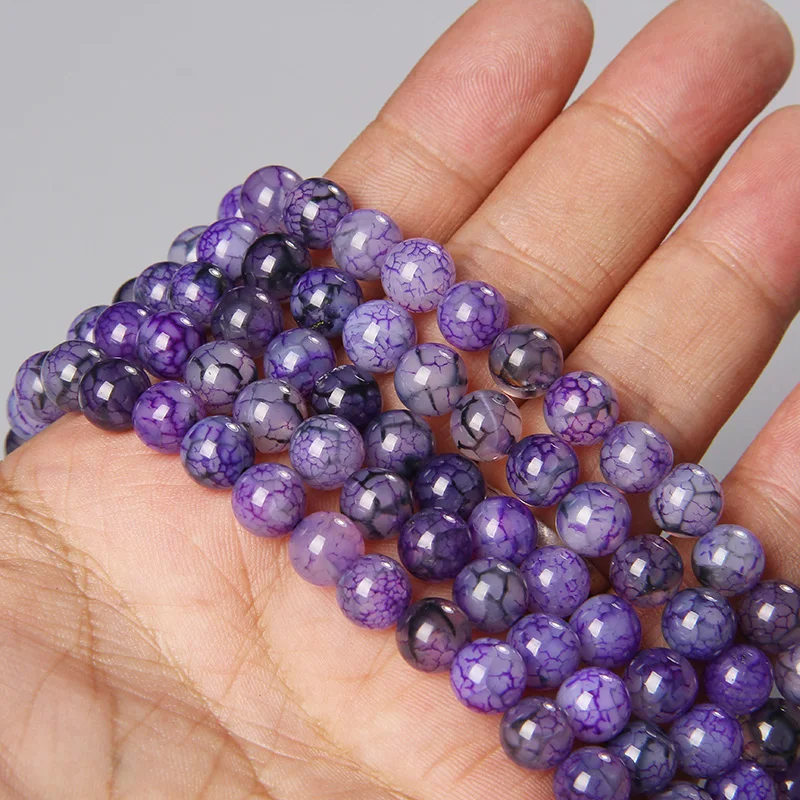 Гладкий натуральный камень огненный Агаты вены дракона треснувшая бусина