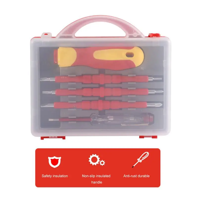 

5pcs Insulated Screwdriver Set Electricians Screwdriver Magnetic Slotted Phillips Head Kit Household Repair Tools