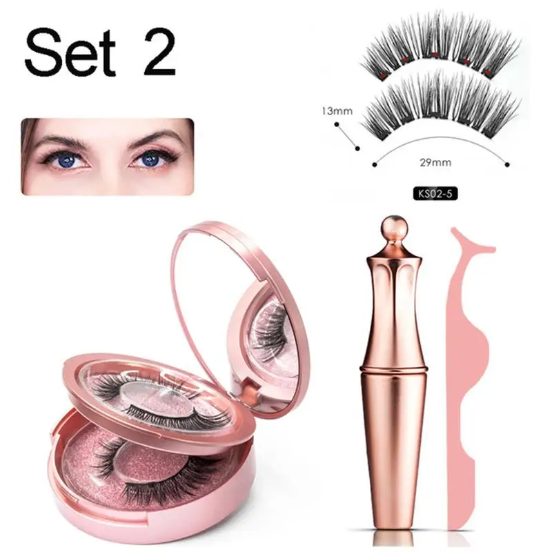 10 наборов магнитные Накладные ресницы с магнитной жидкой подводкой для глаз 2