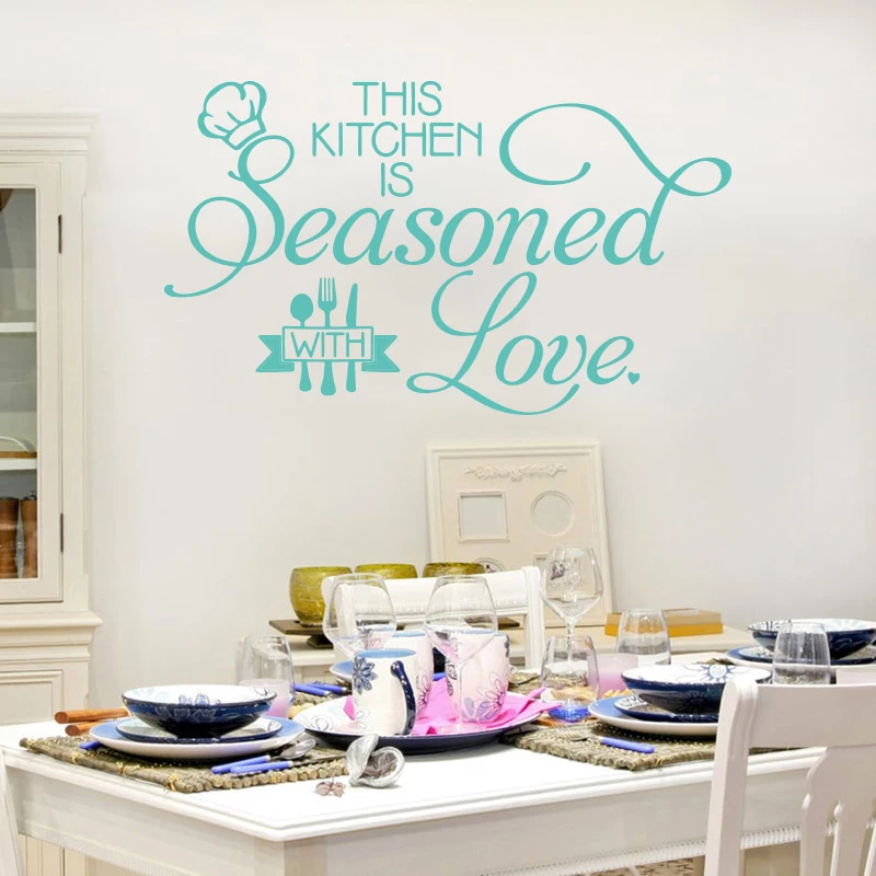 Эта кухня приправлена стикер на стены любовь Кухня Столовая Семья Цитата