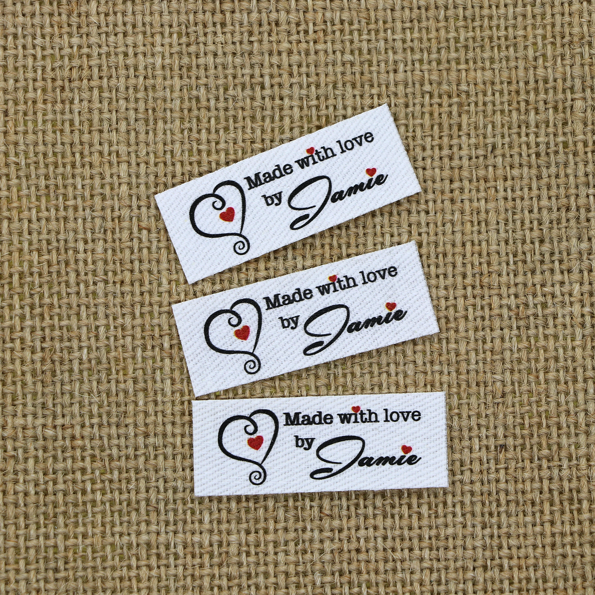 

100piece Custom Ironing Labels, Personalized Brand , Logo or Text, Clothing Labels, Custom Printed Fabric Label (YT014)