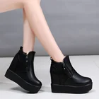 2020 женские ботильоны, увеличивающие рост обувь на высокой платформе в стиле панк Модные черные ботинки на толстой подошве на танкетке botas mujer 8825G